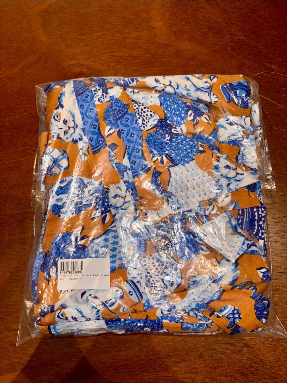 Printfresh Fancy Cat Satin Wildest Dreams Pajama Set in Tobacco - Picture 5 of 7
